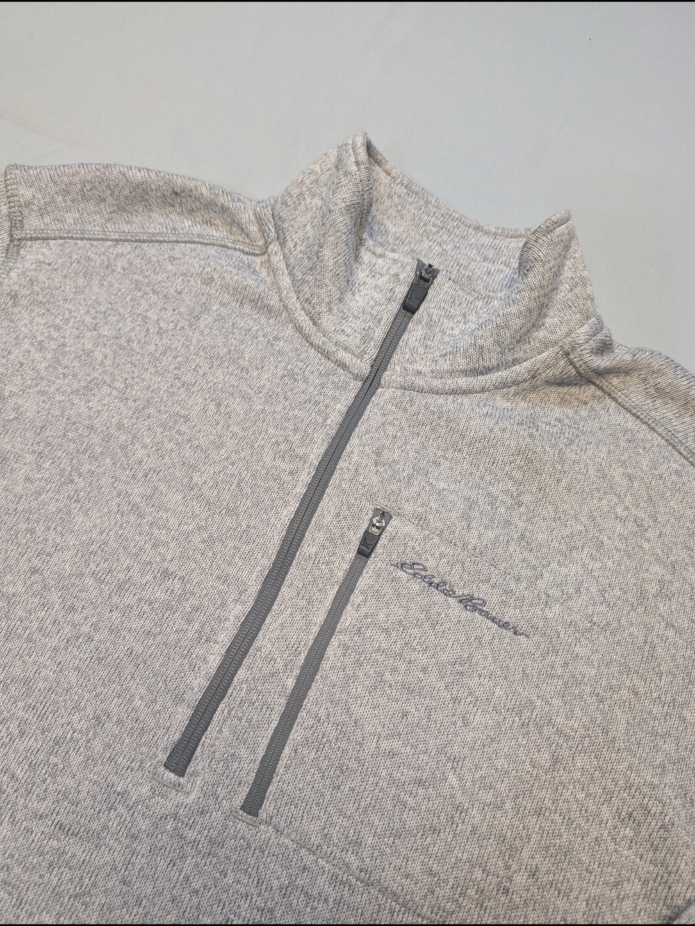 Eddie Bauer Men’s XL Radiator Fleece Gray 1/4 Zip Pullover Jacket Long-Sleeve